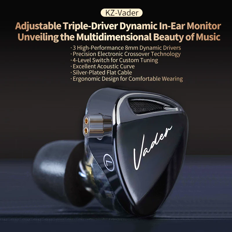 KZ Vader Triple Driver Dynamic Earphone With Mic