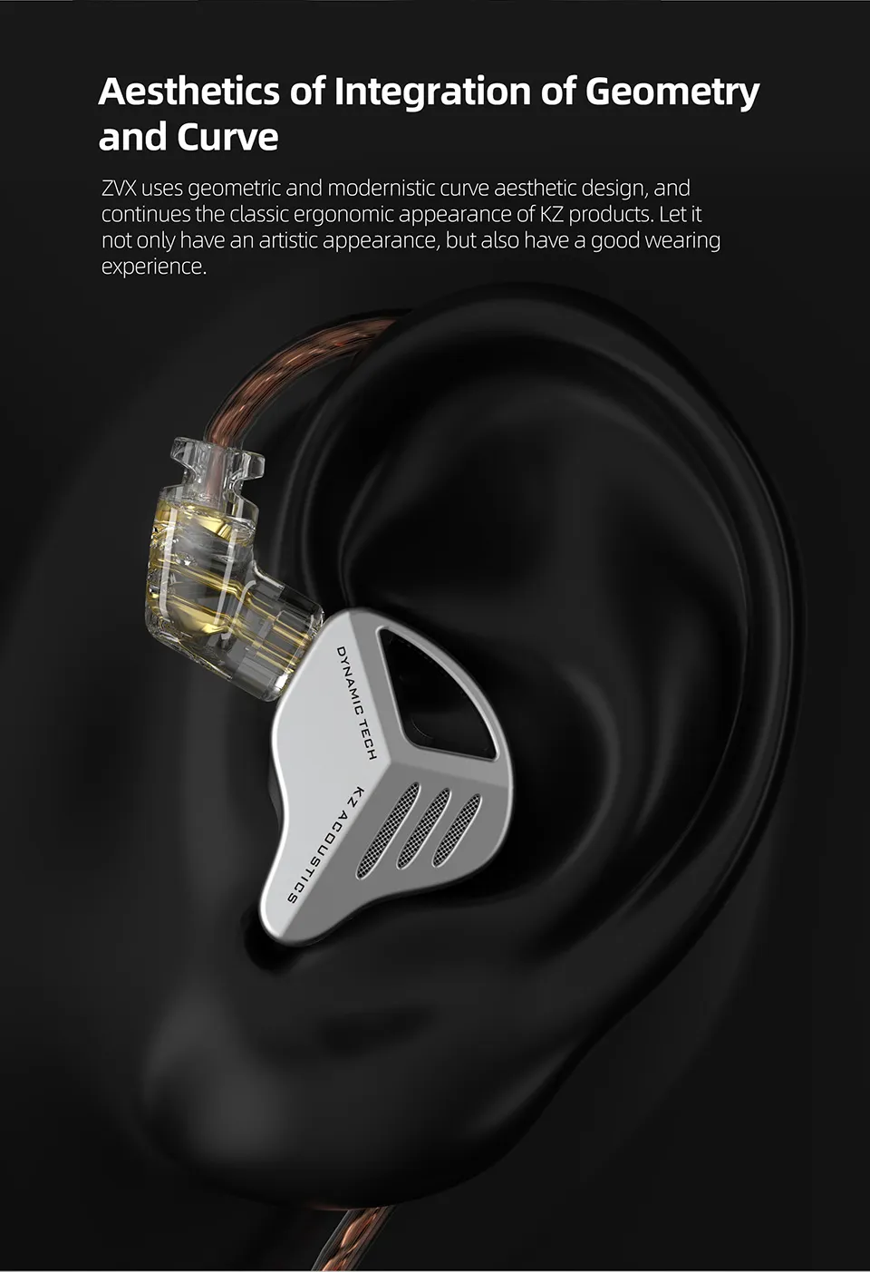 KZ ZVX Dynamic Hi-Fi Bass Sports Noise Cancelling IEM Earphones