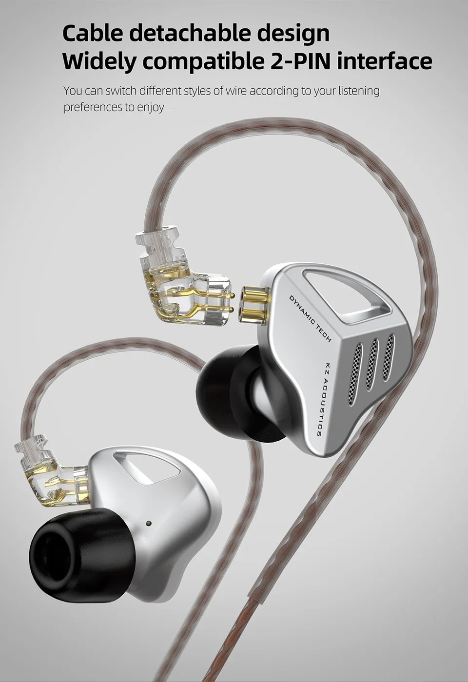 KZ ZVX Dynamic Hi-Fi Bass Sports Noise Cancelling IEM Earphones