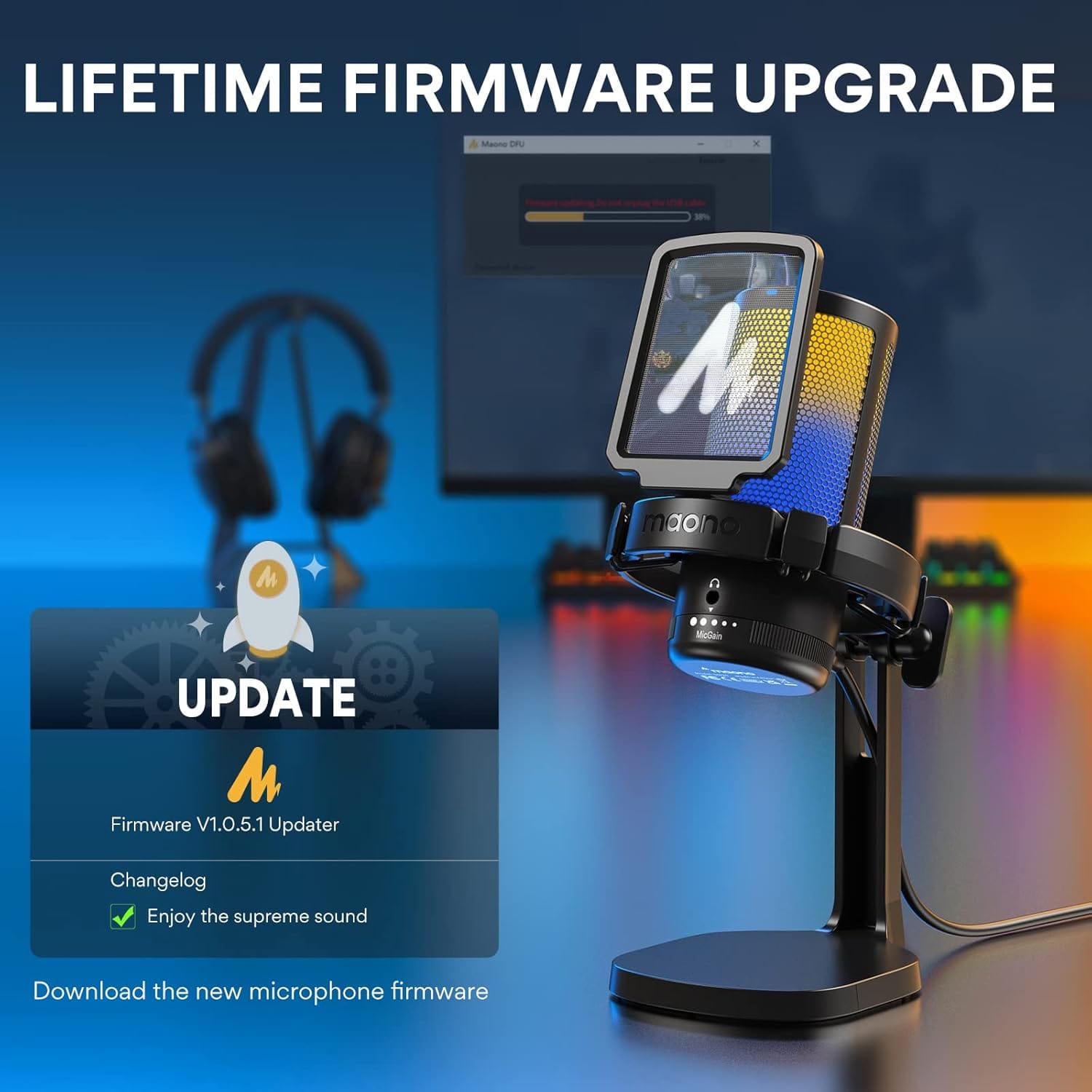 MAONO DGM20 GamerWave Condenser USB Gaming RGB Microphone