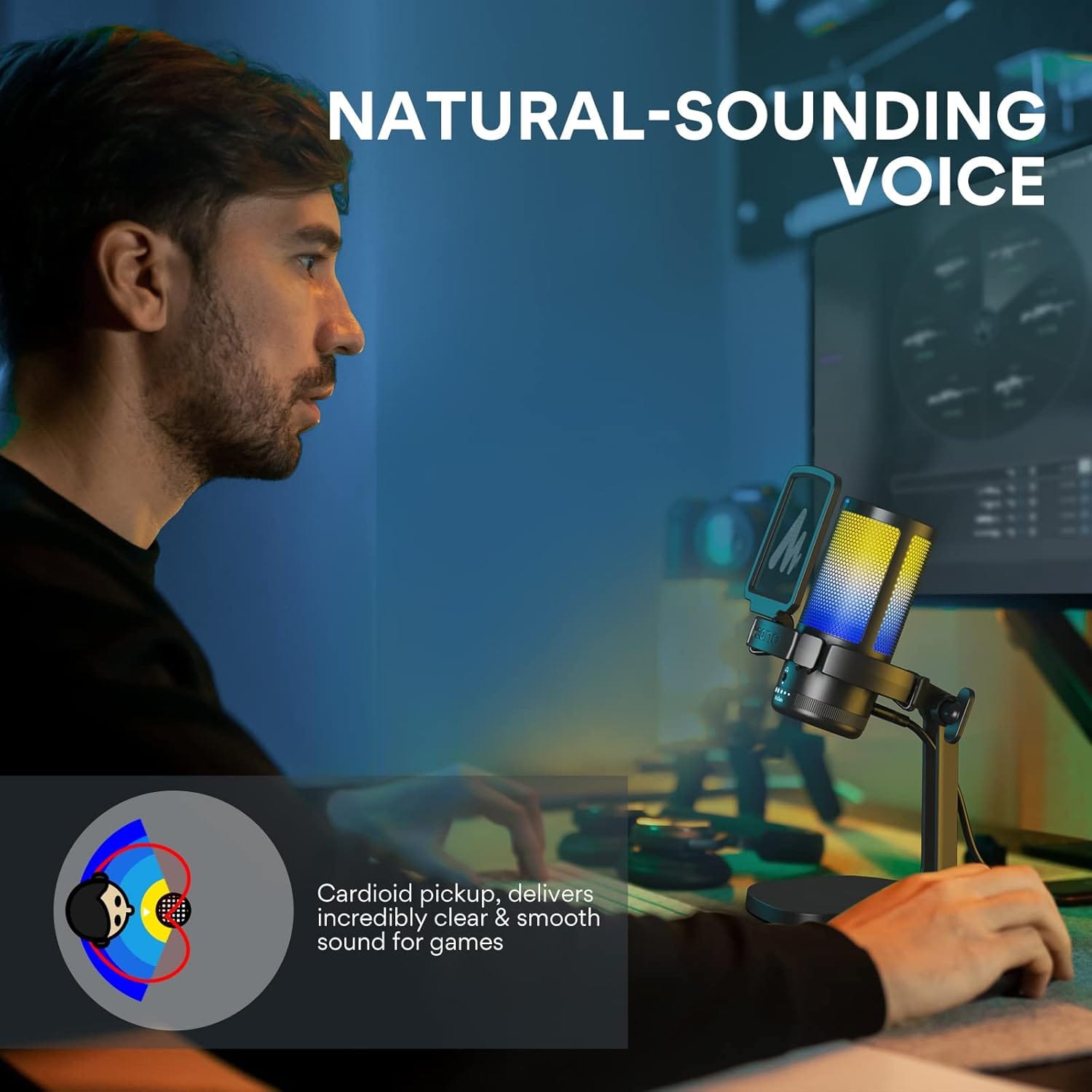 MAONO DGM20 GamerWave Condenser USB Gaming RGB Microphone