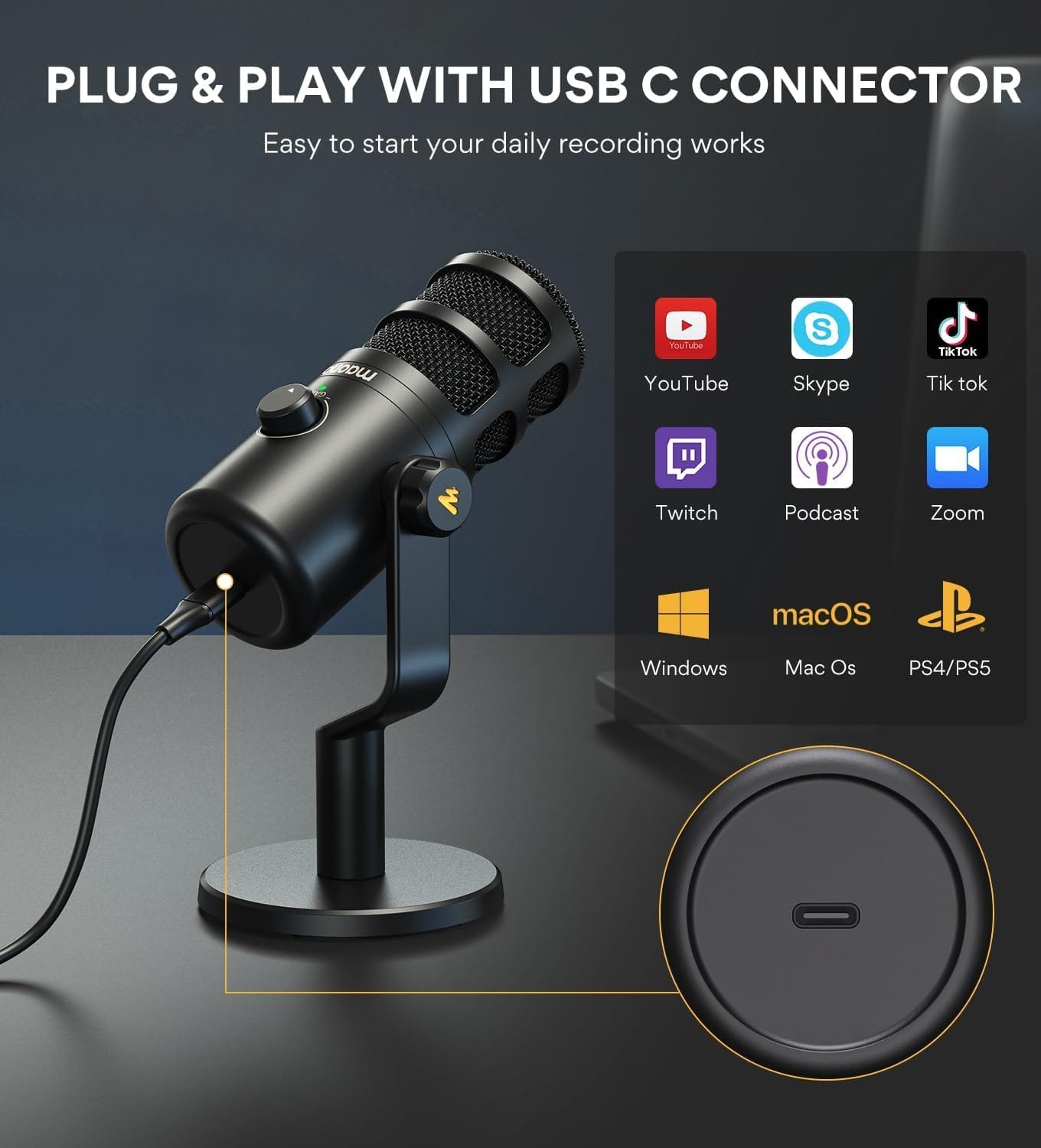 MAONO PD100U Dynamic USB Microphone