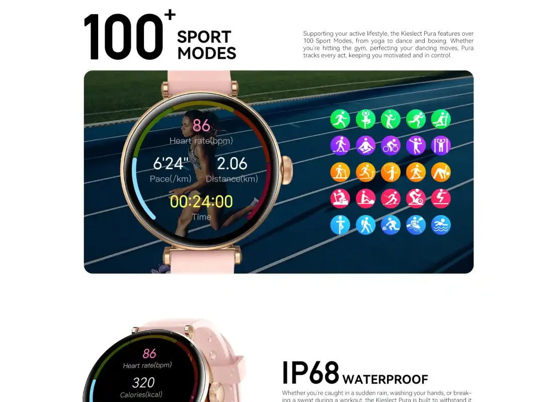 Kieslect Pura Reno Smart watch For Women’s with Fitness Tracking