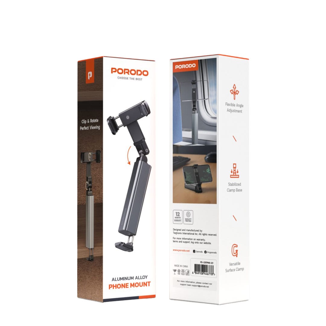 Porodo Aluminum Alloy Phone Mount - Grey