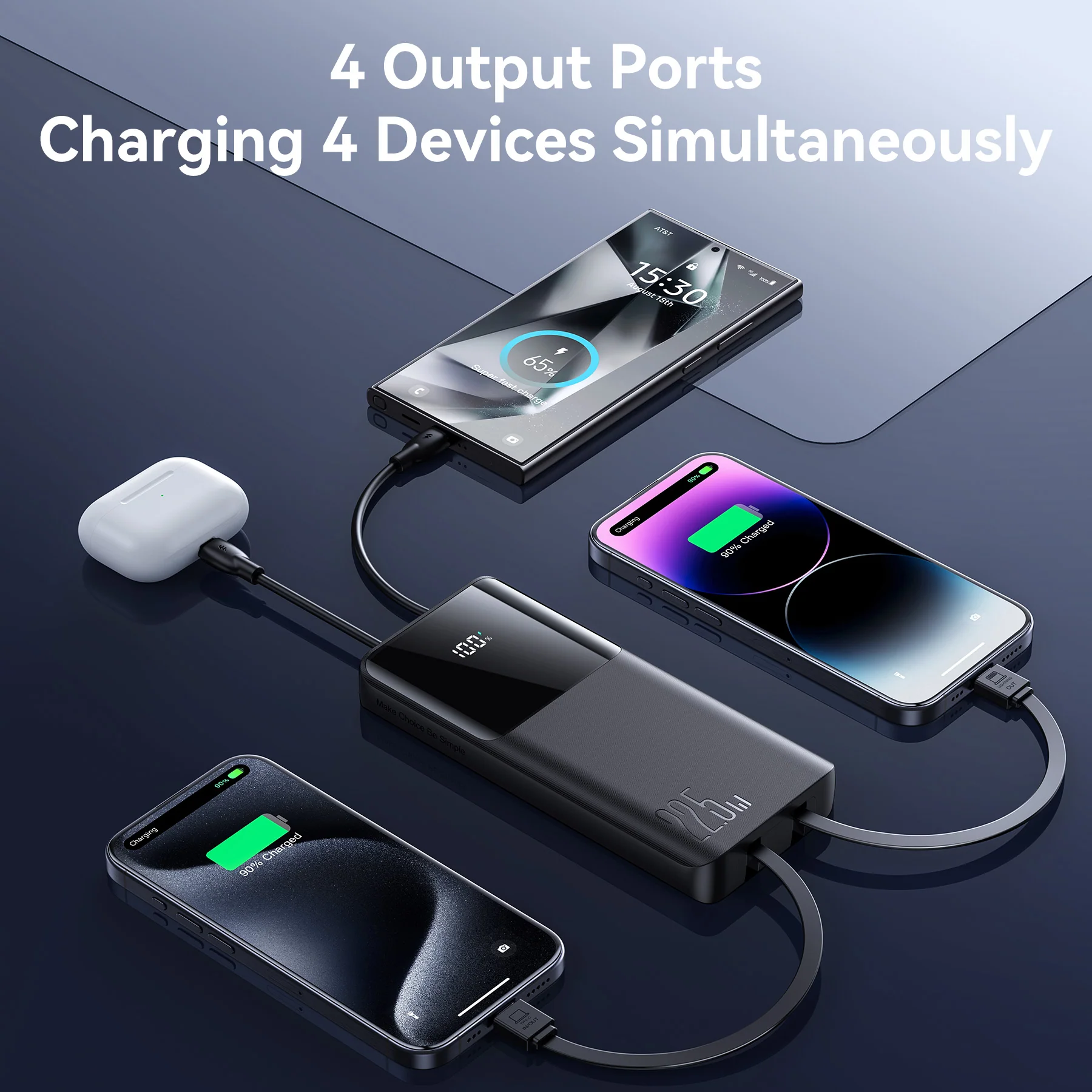 JOYROOM JR-PBF19 22.5W digital display with dual cable 10000mAh Power Bank