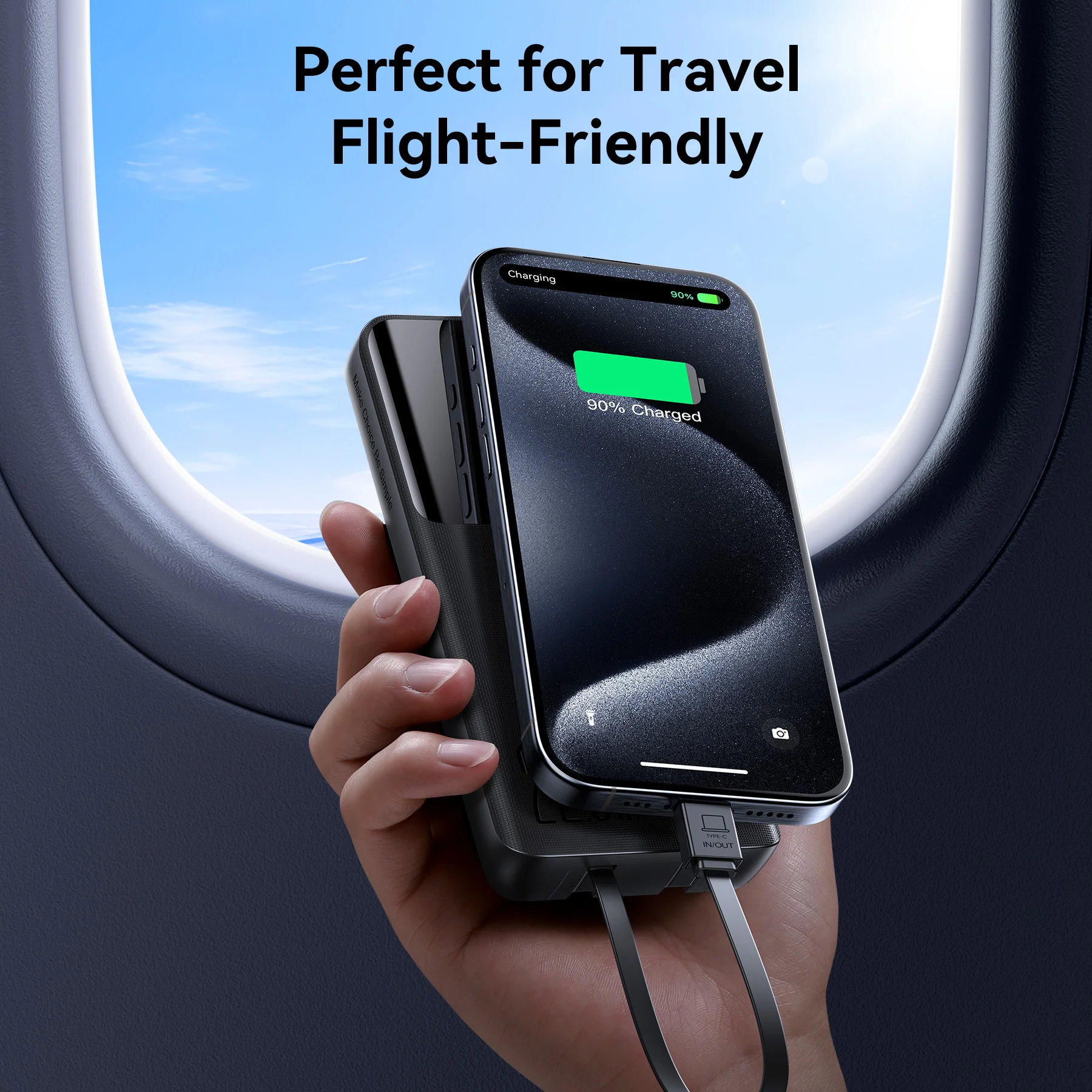 JOYROOM JR-PBF19 22.5W digital display with dual cable 10000mAh Power Bank