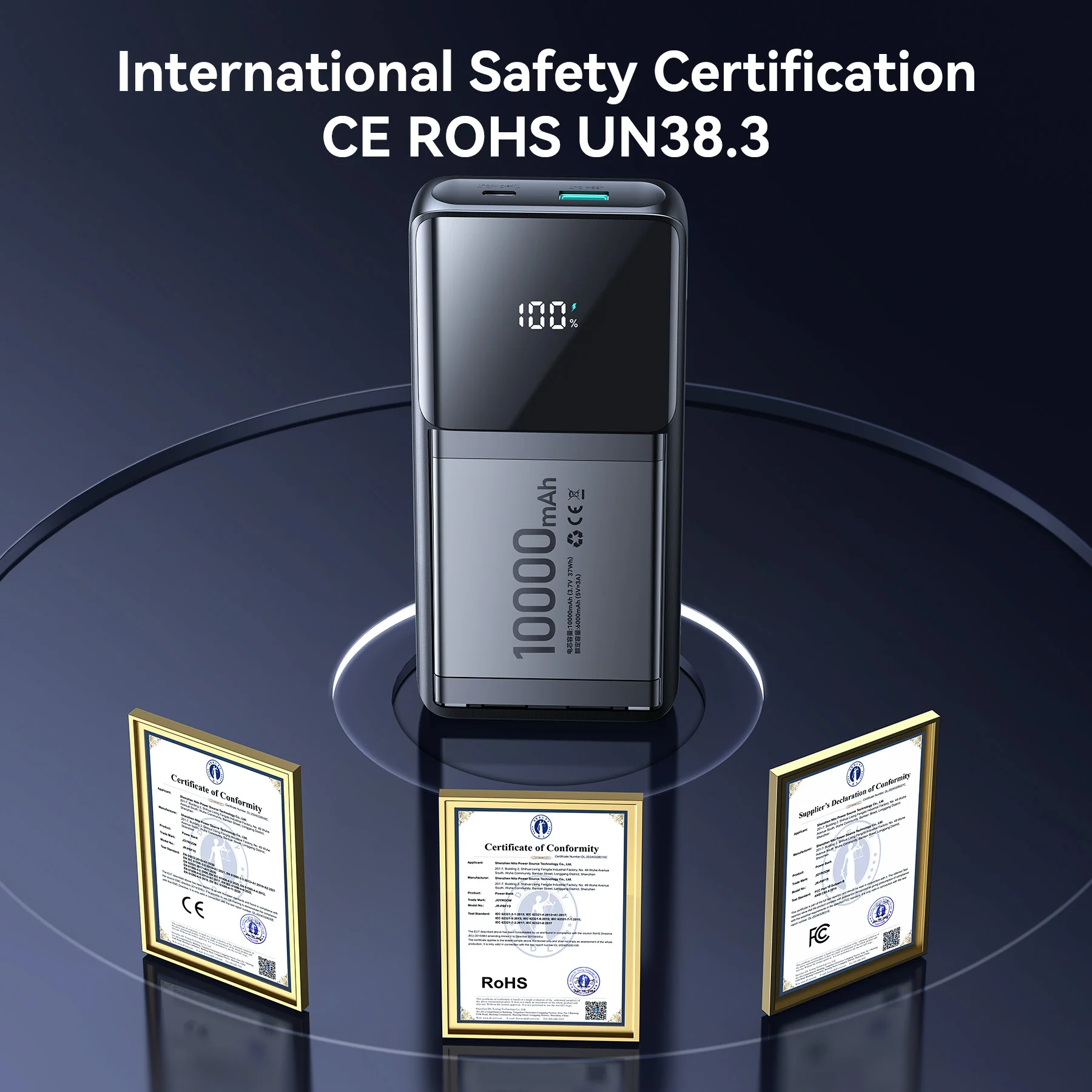 JOYROOM JR-PBF19 22.5W digital display with dual cable 10000mAh Power Bank