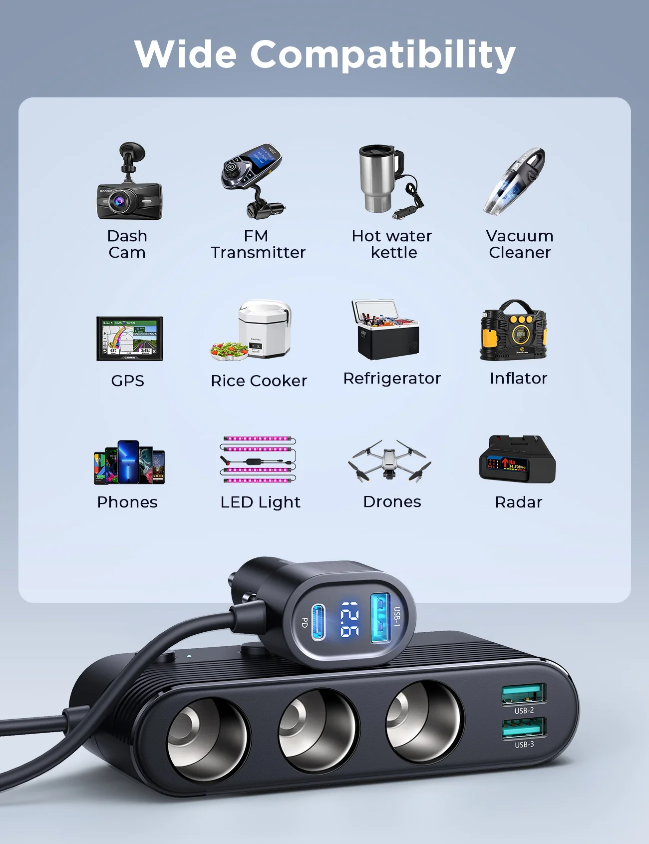 Joyroom JR-CCL01 139W Car Charger Cigarette Lighter Splitter