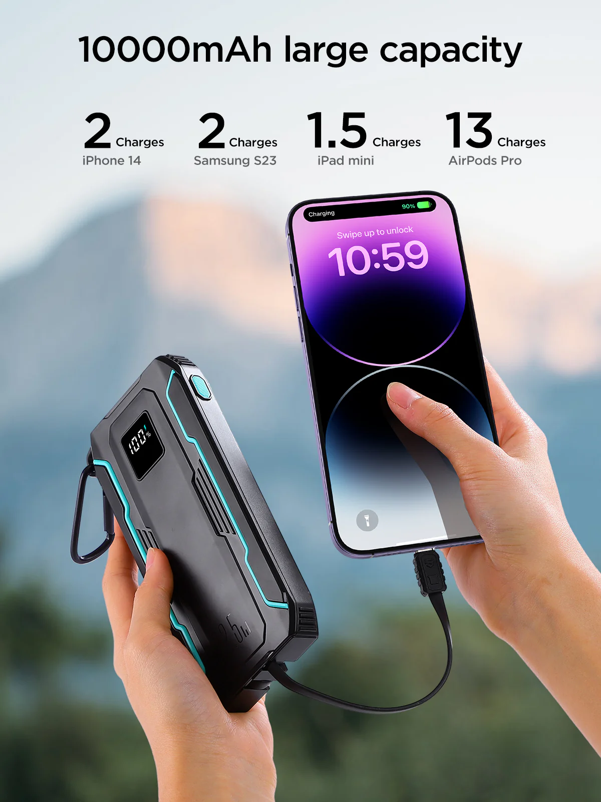 Joyroom JR-L017 10000mAh 22.5W Power Bank with Dual Cables