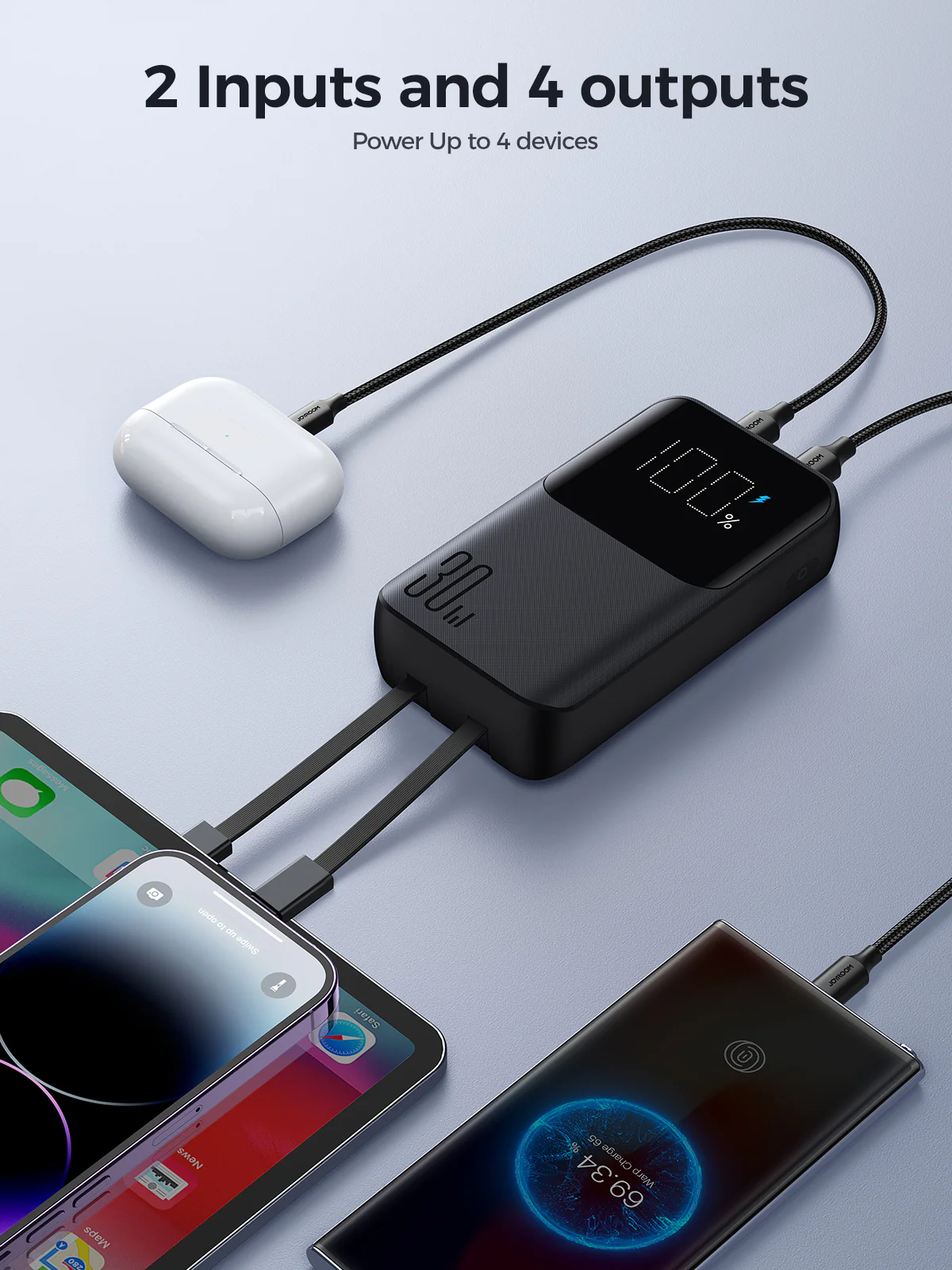 Joyroom JR-PBC06 30W 10000mAh Mini Power Bank with Dual Cables