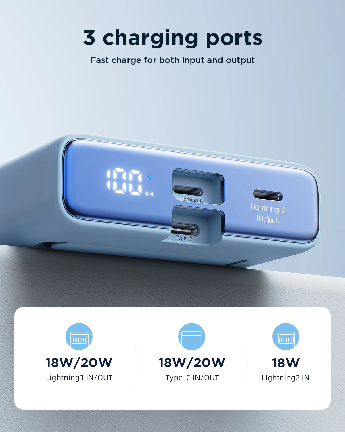 Joyroom JR-PBM01 20W Power Bank with Built-in Cable - 10000mAh