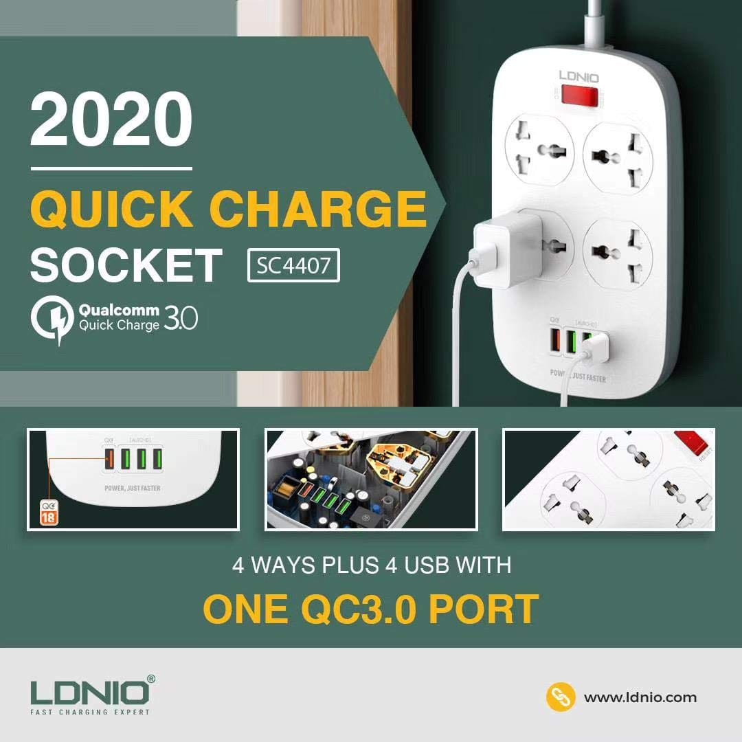 LDNIO SC4407 Power Socket 4 USB QC3.0