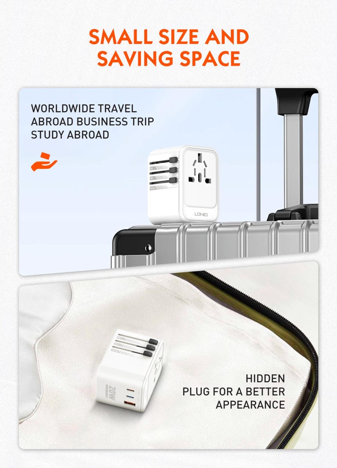 LDNIO Z9 3 USB Ports 20W GaN Travel Adapter