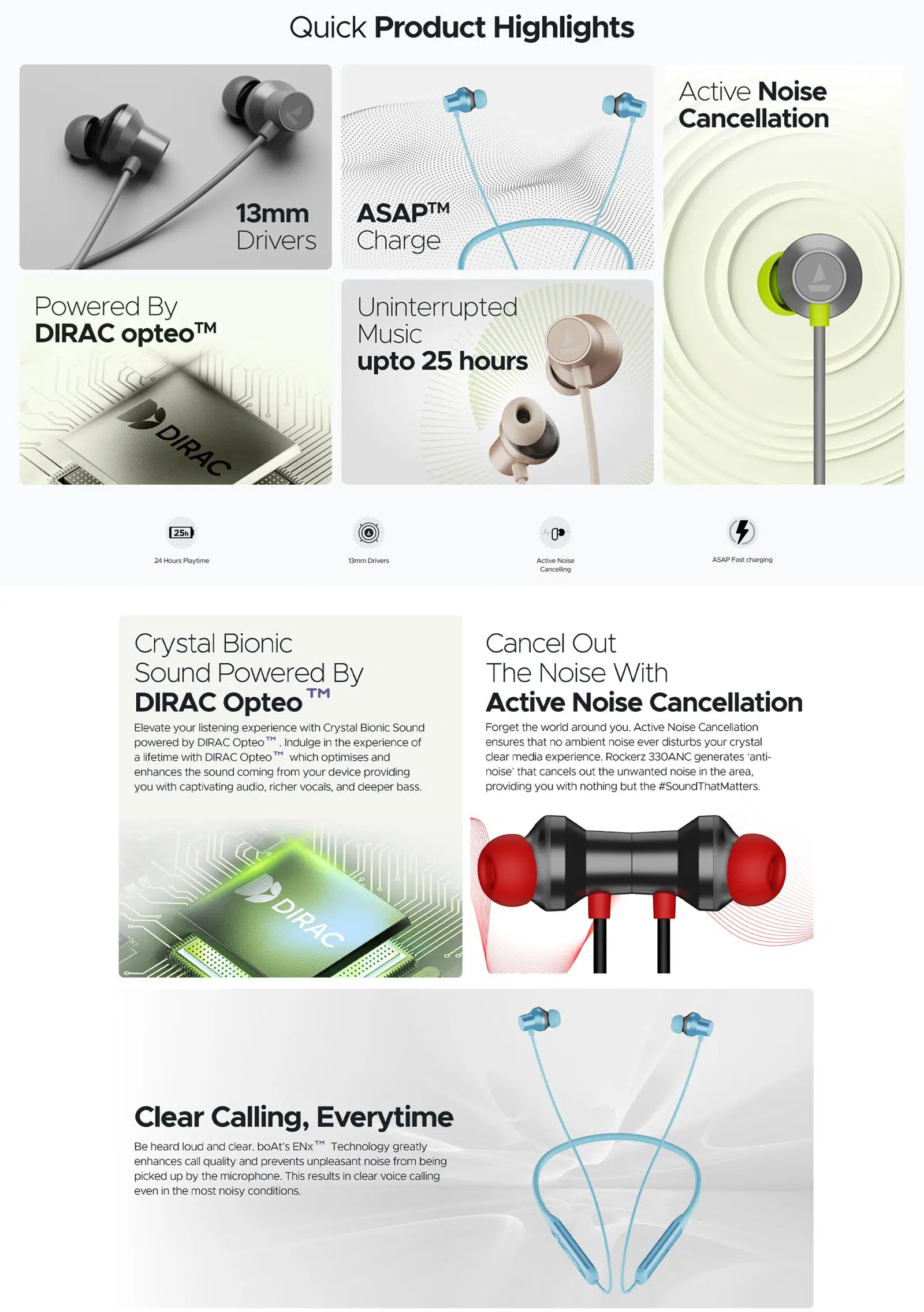 boAt Rockerz 330 ANC Neckband Wireless Headphones