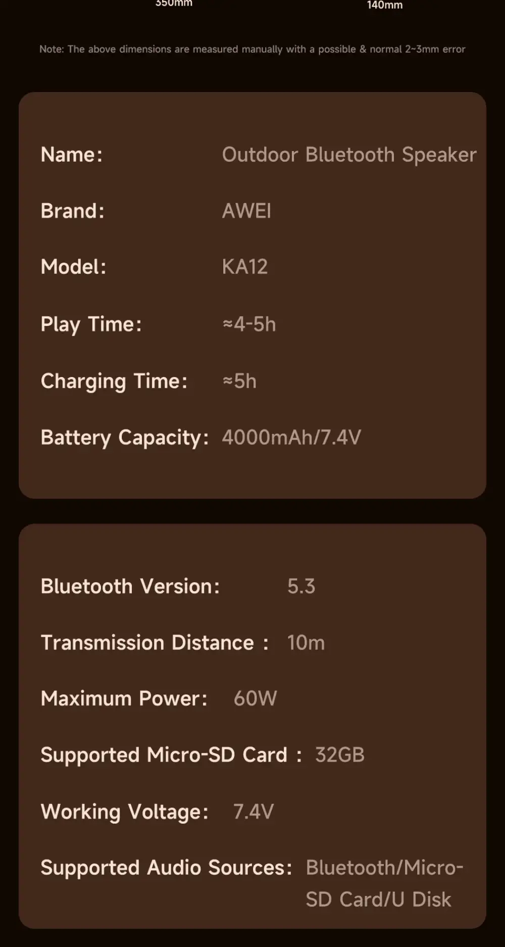 AWEI KA12 60W Outdoor Bluetooth Speaker