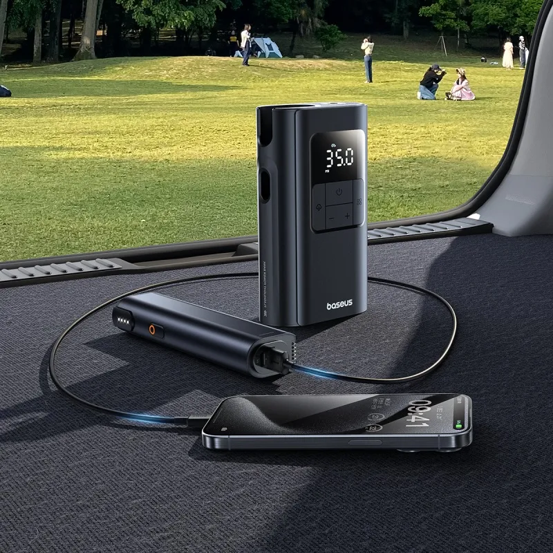 BASEUS Primetrip VA1 75W Car Tire Wired / Wireless Inflator Pump 2000mAh Power Bank