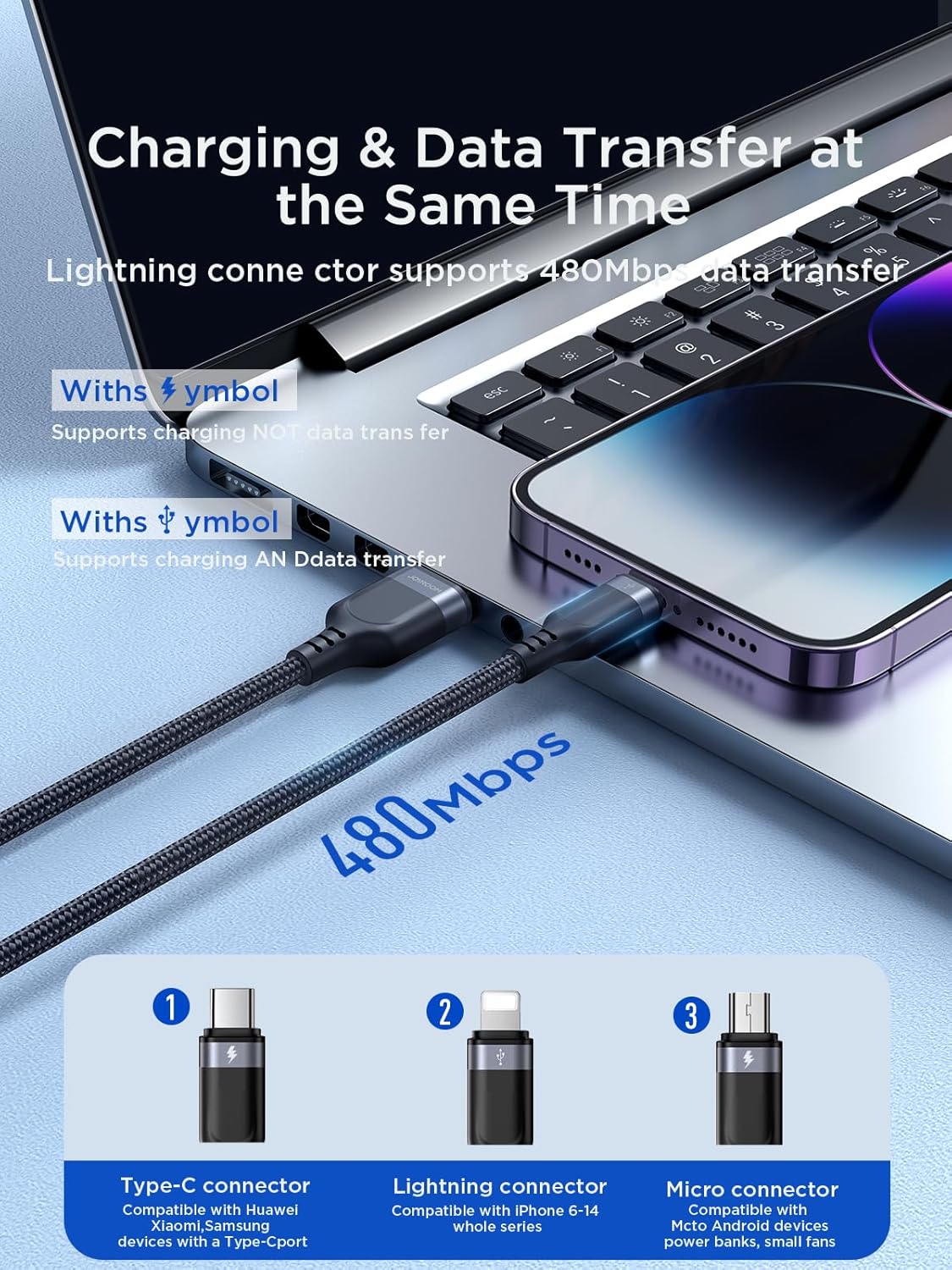 JOYROOM S-A18 3.5A USB 3 in 1 Data Cable