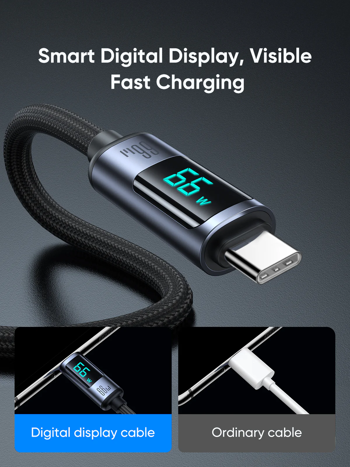 JOYROOM S-AC066A16 Prism Series 66W USB-A to Type-C Digital Display Fast Charging Data Cable