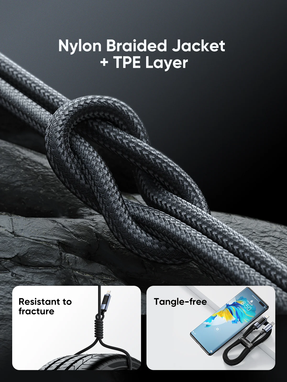 JOYROOM S-AC066A16 Prism Series 66W USB-A to Type-C Digital Display Fast Charging Data Cable