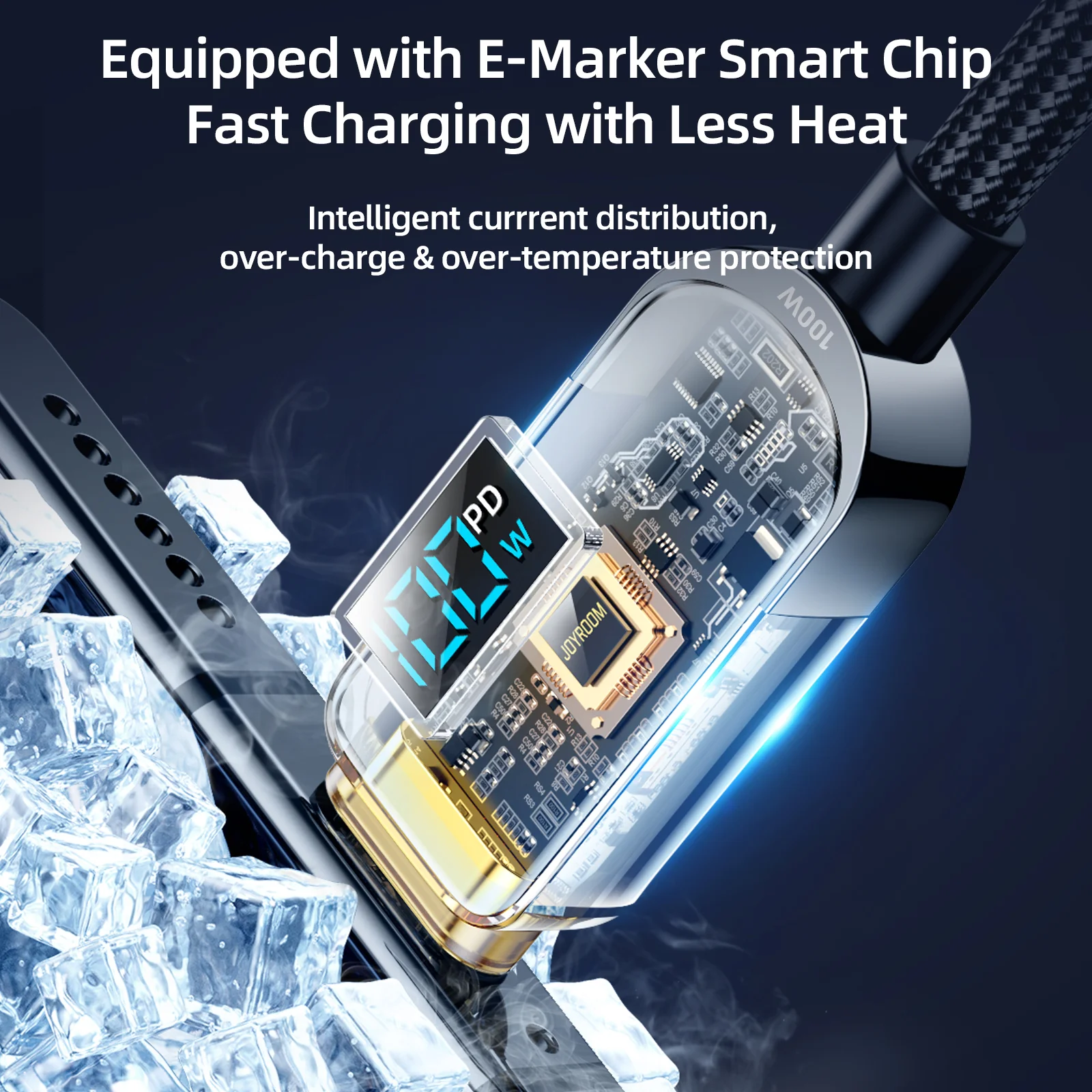 JOYROOM S-CC100A4 100W Digital Display Type-C to Type-C Charging Cable