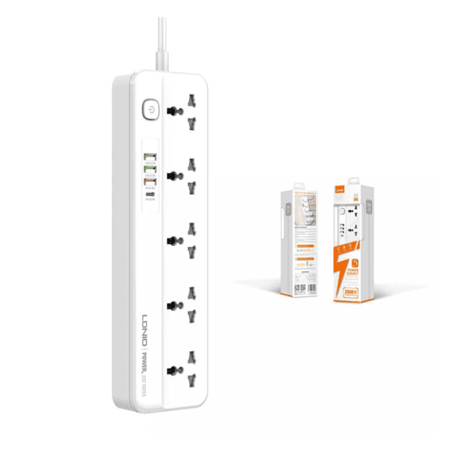 LDNIO SC5415 Power Strips – 5 Way Outlet with USB Ports