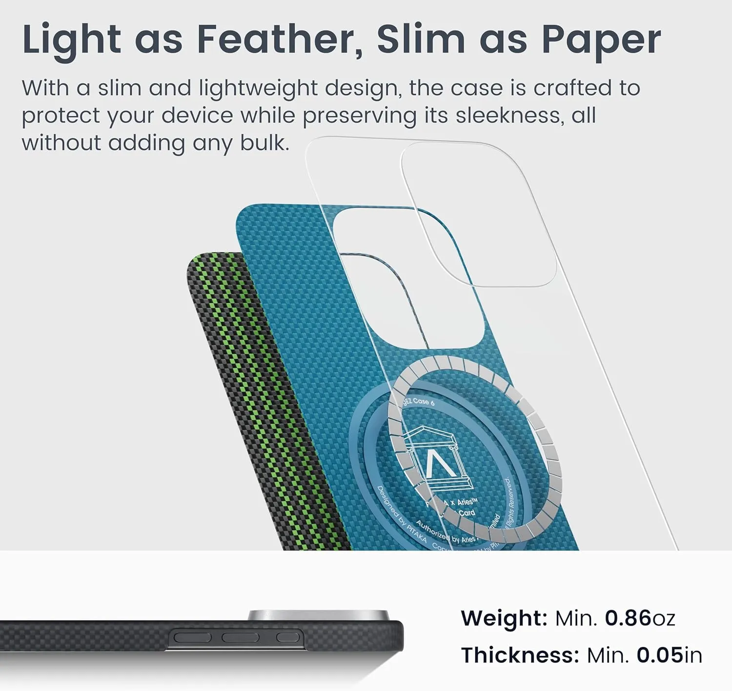 Pitaka Aries Tactile Woven Case for iPhone 16 Pro / 16 Pro Max -Credit Card