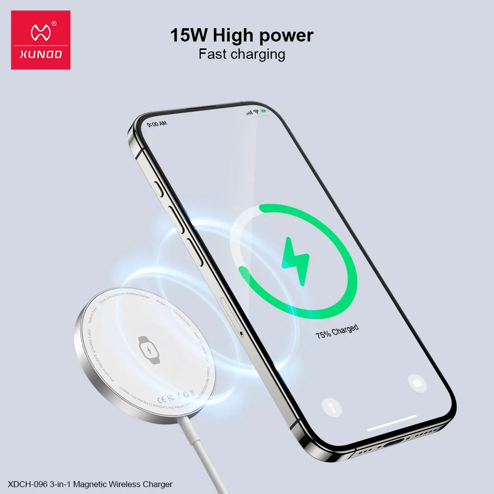 XUNDD XDCH-096 15W Magnetic 3-in-1 Wireless Charger