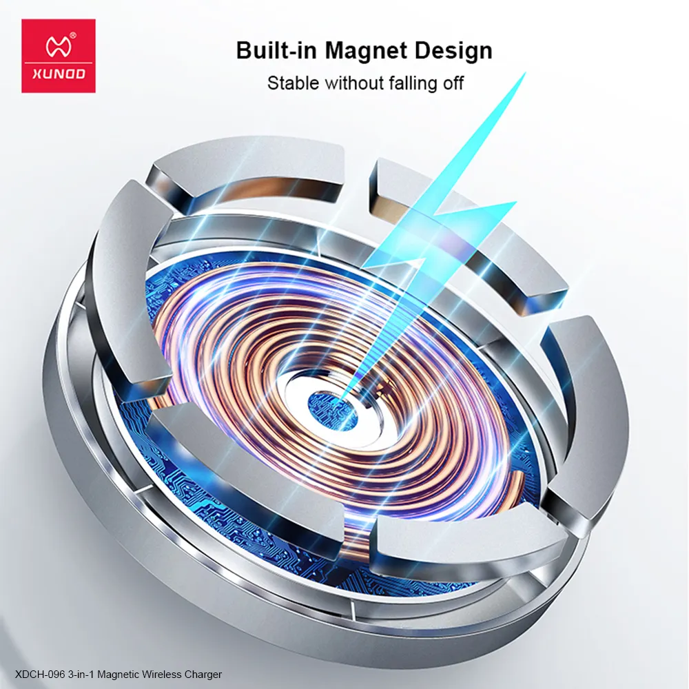 XUNDD XDCH-096 15W Magnetic 3-in-1 Wireless Charger