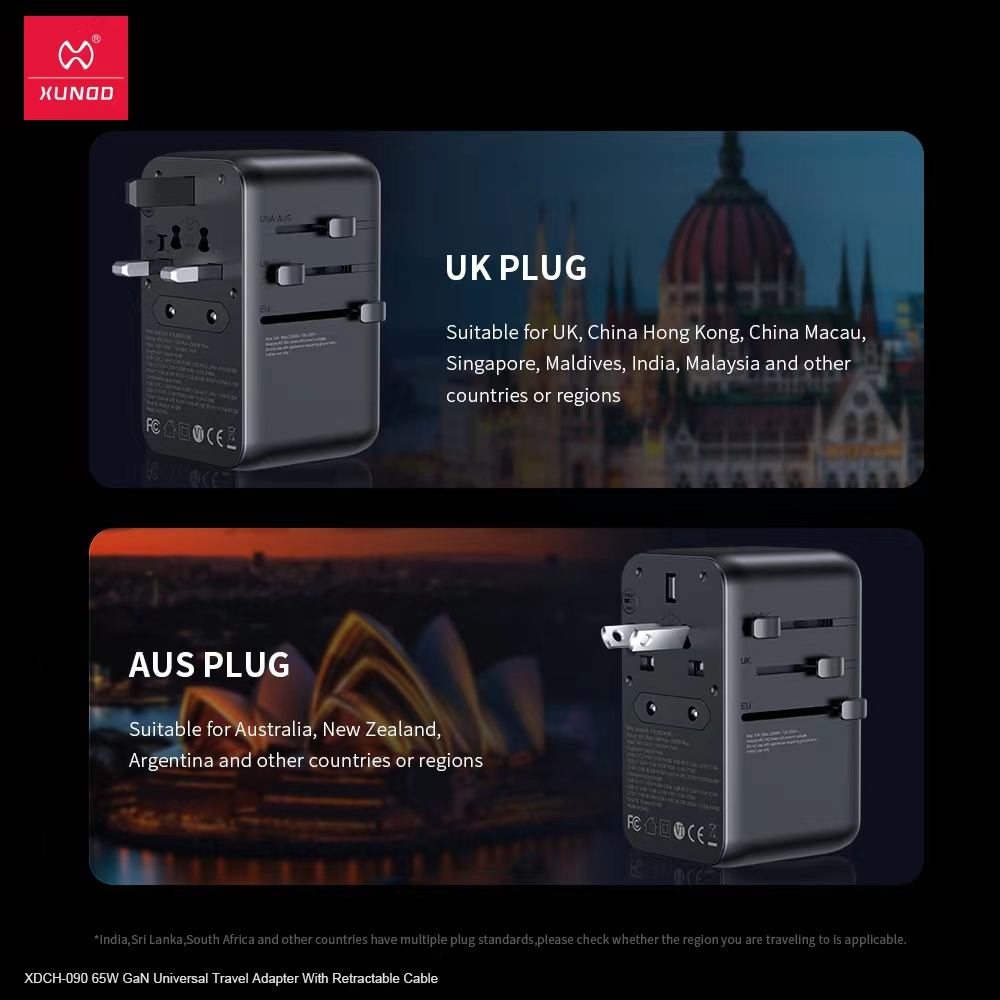 Xundd XDCH-090 65W GaN Universal Travel Adapter