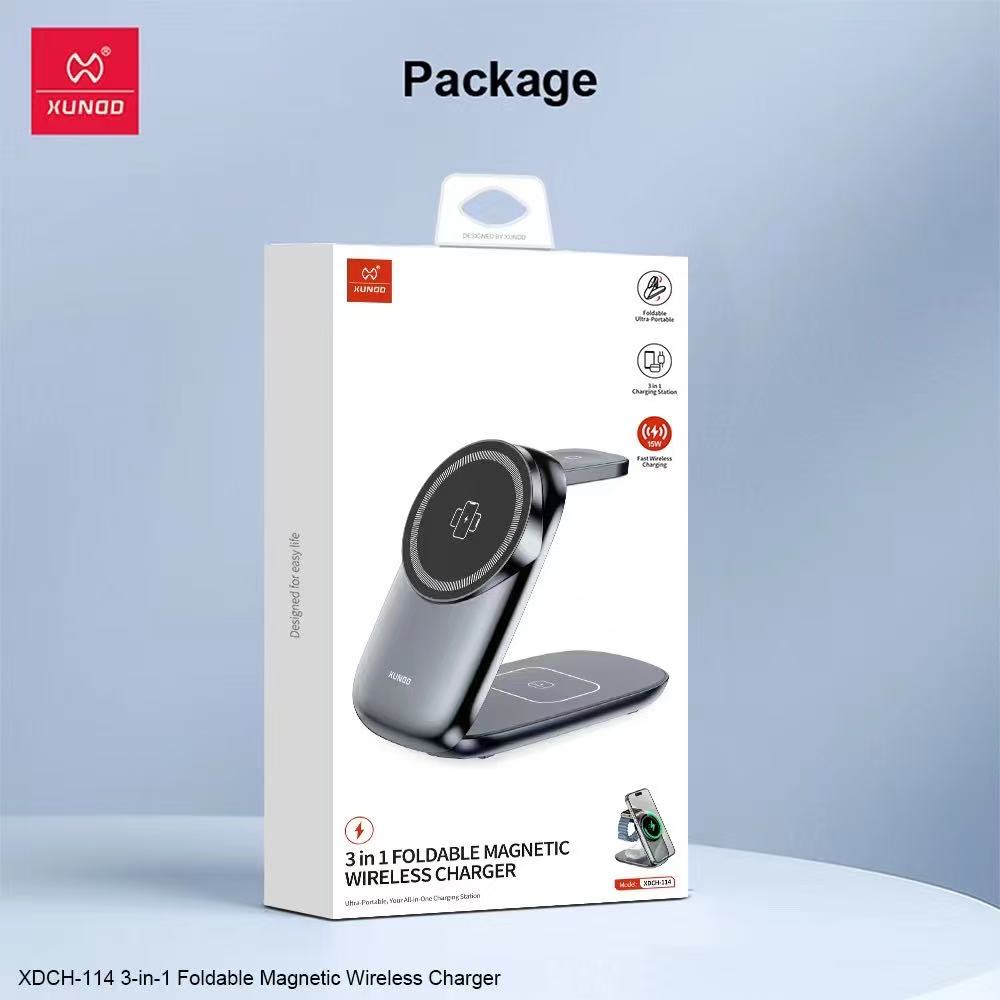 Xundd XDCH-114 3in1 Foldable Magnetic Wireless Charger
