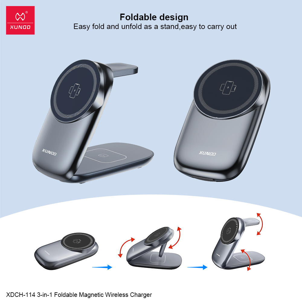 Xundd XDCH-114 3in1 Foldable Magnetic Wireless Charger