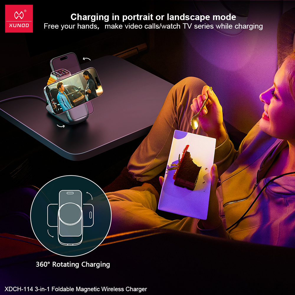 Xundd XDCH-114 3in1 Foldable Magnetic Wireless Charger