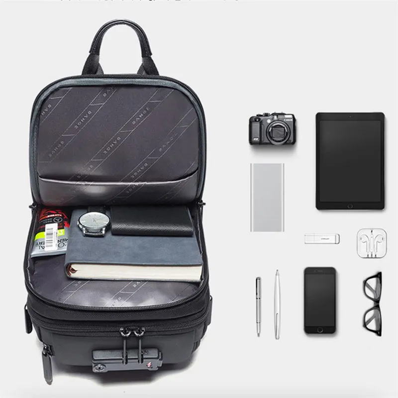 BANGE BG-7082 Anti-theft TSA Lock Crossbody Bag Waterproof Chest Pack with External USB Port