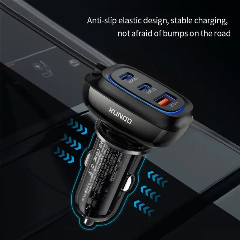 XUNDD XDCH-080 30W 3-Port Car Charger Adapter