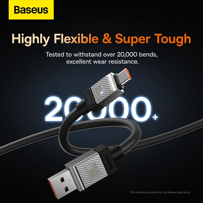 Baseus 100W USB-A To Type-C CoolPlay Series Doublly-Wrapped Premium Quality Fast Charging Cable 1 Meter / 2 Meter