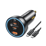 Baseus 160W Qualcomm QC 5.0 Car Charger (2 USB-C + USB-A) with 100W Cable