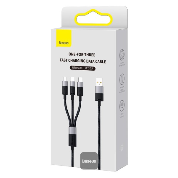 Baseus Cable 3in1 USB cable Baseus StarSpeed Series, USB-C + Micro + Lightning 3.5A 1.2M