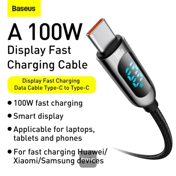 Baseus Display Fast Charging Data Cable Type-C to Type-C 100W