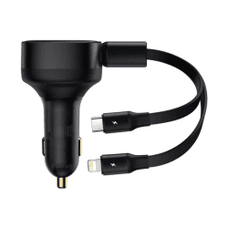 Baseus Enjoyment Retractable 2-in-1 30W Car Charger