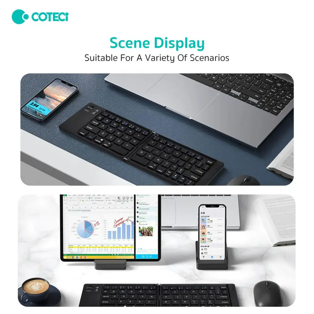 COTECi 64017 Wireless Foldable Bluetooth Keyboard