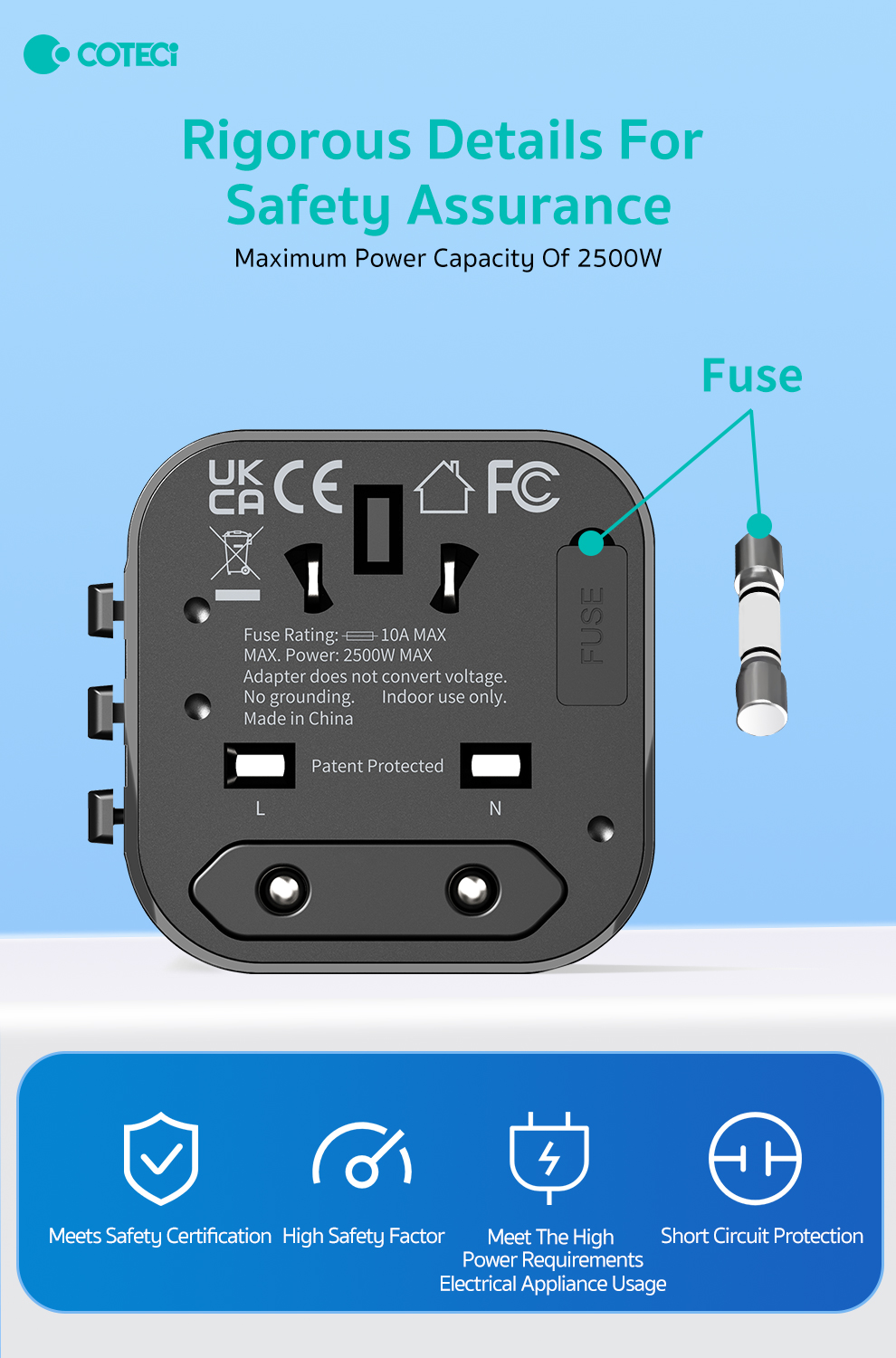 COTECi Universal Travel Converter Plug