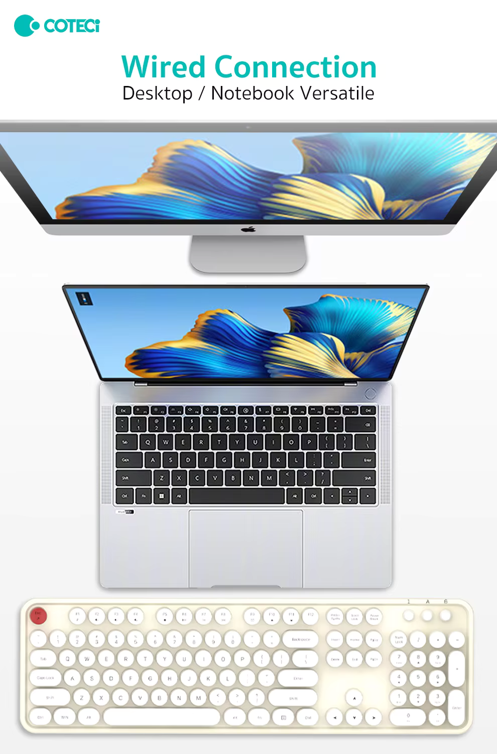 Coteci 84018 104 Keys Wired Keyboard