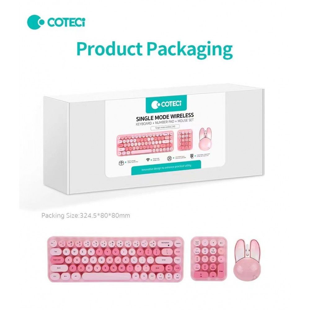 Coteeci 84019 Wireless Keyboard and Mouse Combo