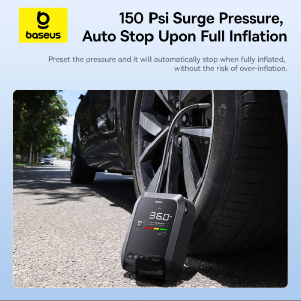 Baseus Primetrip Series Super Energy 4in1 Car Jump Starter 1200A with 150 PSI Tire Inflator, 3000mAh Power Bank & Flashlight