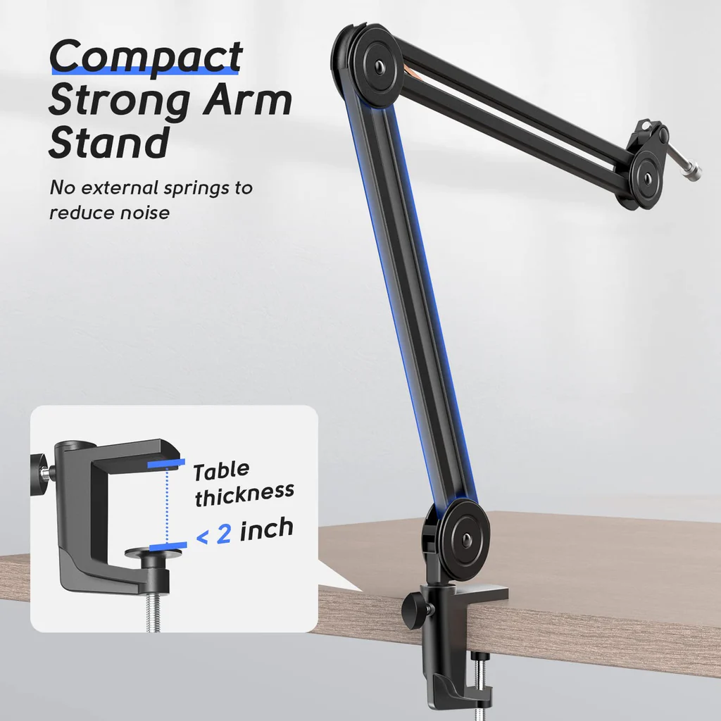 FIFINE BM63 Boom Arm Stand with 15.5" Arms, Build-in Springs, Handling Max 2 Kilograms