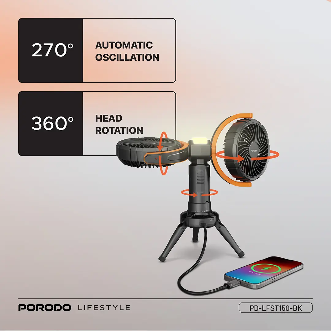 Porodo Lifestyle Dual-Head Oscillating Fan