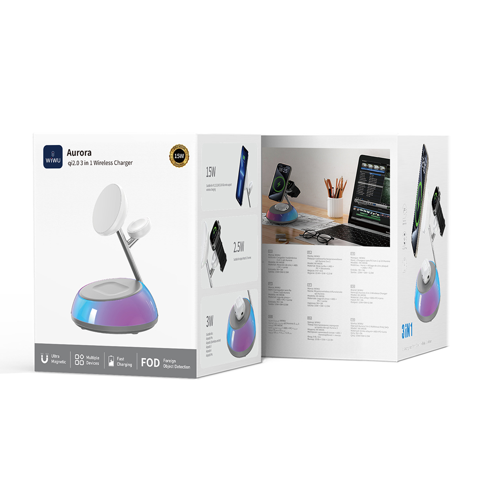 WiWU Aurora Qi2 3in1 15W Wireless Charger