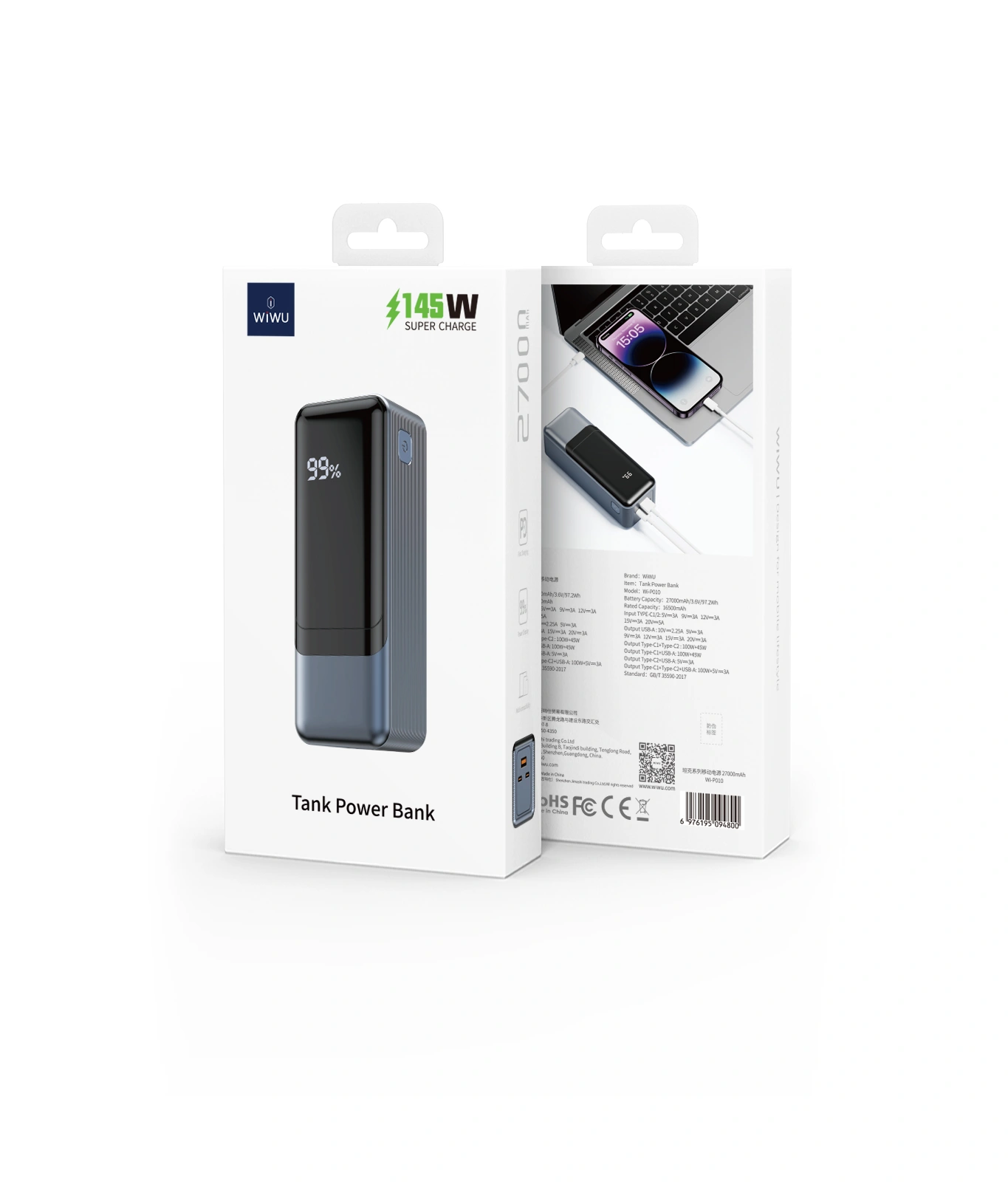 WiWU Wi-P010 Tank Series 145W Power Bank - 27000mAh