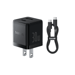 Baseus Charger Set Palm Series 30W Dual Output PD Fast Charger 1X USb 1x Type-c With 60W Type-c cable