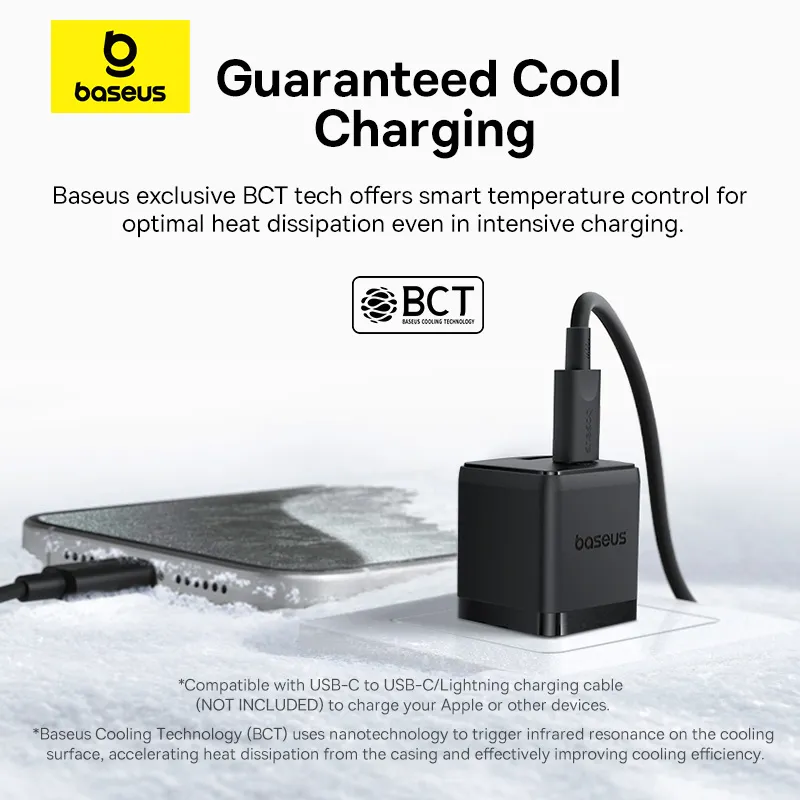 Baseus Charger Set Palm Series 30W Dual Output PD Fast Charger 1X USb 1x Type-c With 60W Type-c cable
